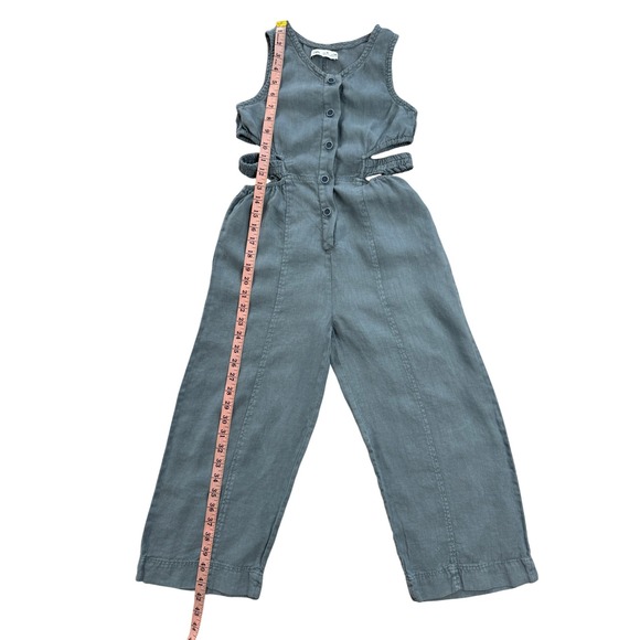 Zara Kids Girls Blue Grey 100% Linen Cut Out Sleeveless Jumpsuit Size 10 140 - Picture 7 of 10
